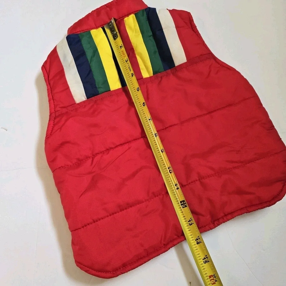 VTG 80s‎ French Toast Toddler Rainbow Puffer Vest 4T Red Snap Front Color Block